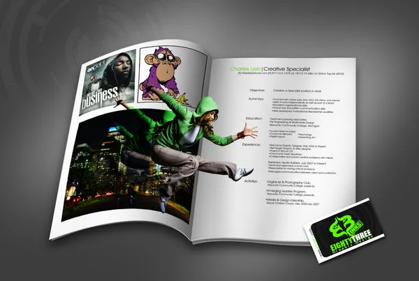 Creatief cv met sterk typografisch ontwerp