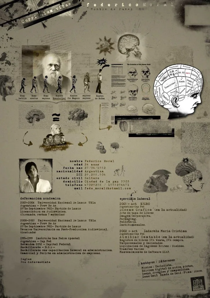 Creatief cv als typografisch kunstwerk door Fede Moral