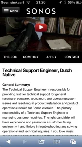 Mobile Recruitment - Sonos job