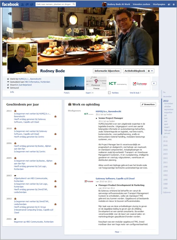 Creatief cv in Facebook lay-out door Rodney Bode