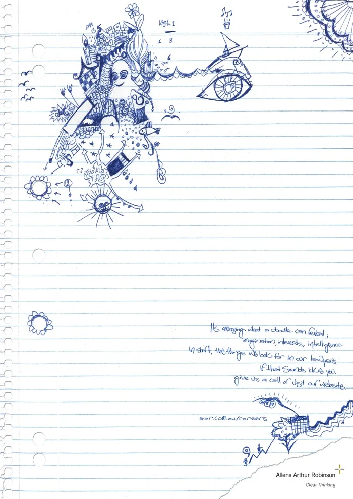 Allens Arthur Robinson creatieve vacature advertentie What a Doodle can reveal