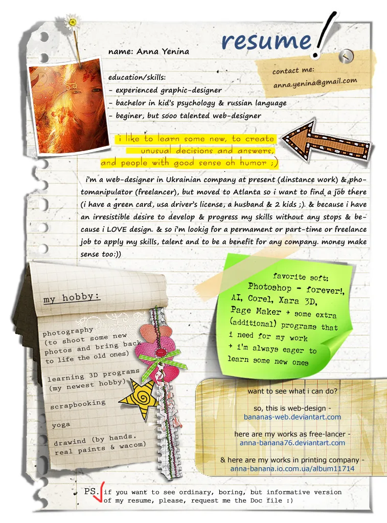 Creatief cv als grafisch webdesign portfolio